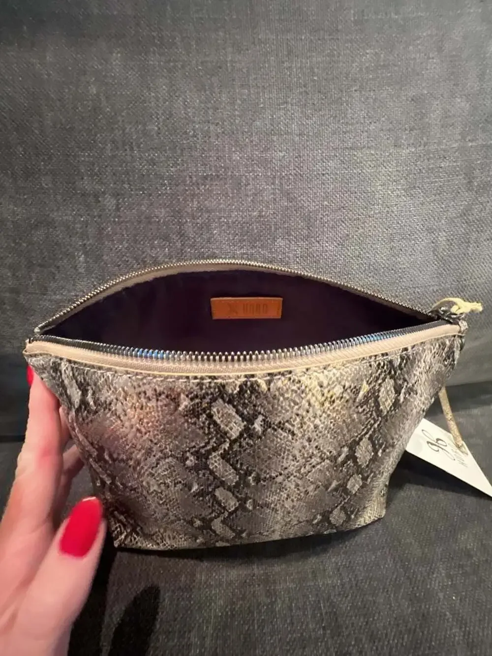 Hobo Collect Glam Snake Leather Pouch